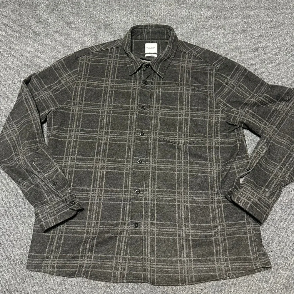 7Diamonds Axe Soft Stretch Flannel Plaid Button Down Shirt XL Grey SMK-6992